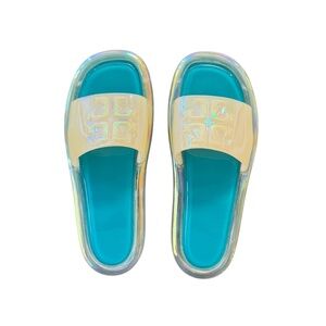 Tory Burch Iridescent Bubble Slides, Size 9